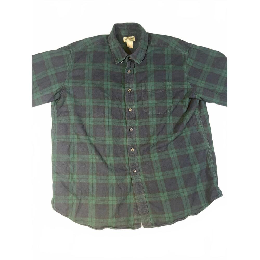 L.L. Bean Plaid Flannel Men's XL-Regular Green/Blue L. Sleeve Shirt Vintage NWOT